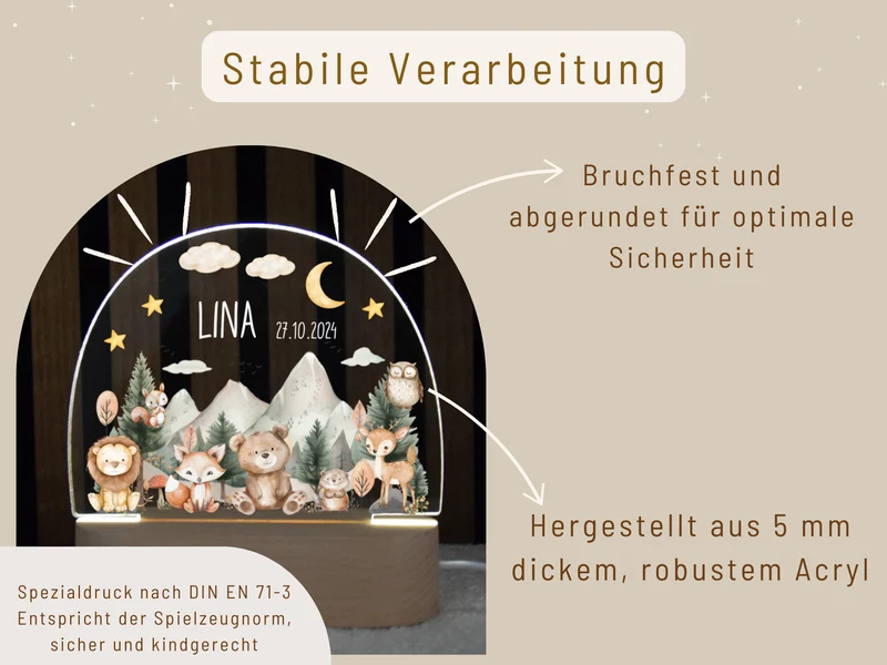 Nachtlicht - Woodland Tiere, Berge