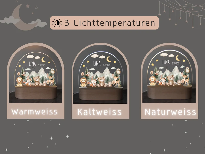 Nachtlicht - Woodland Tiere, Berge