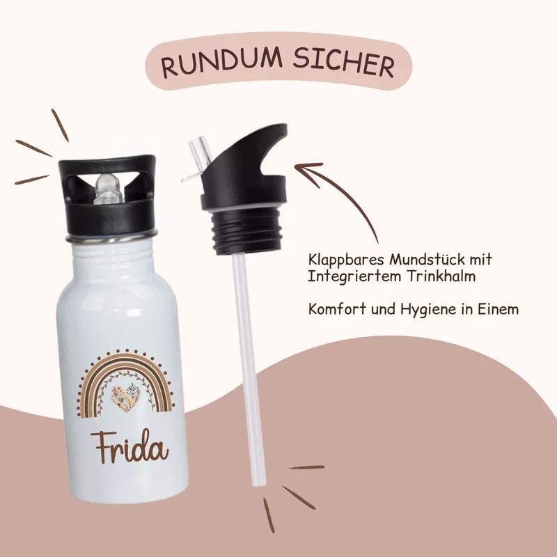 Trinkflasche personalisiert Kinder - Regenbogen
