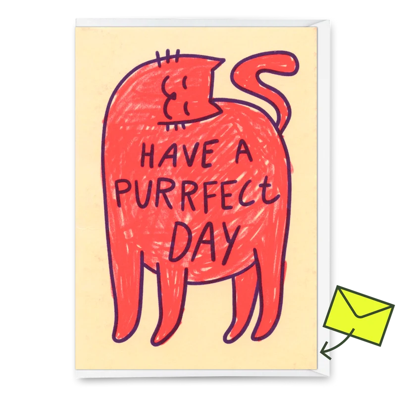 Grußkarte "Have a purrfect day" | Lustige Klappkarte mit Katzenmotiv