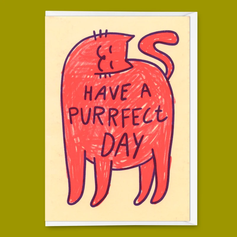 Grußkarte "Have a purrfect day" | Lustige Klappkarte mit Katzenmotiv