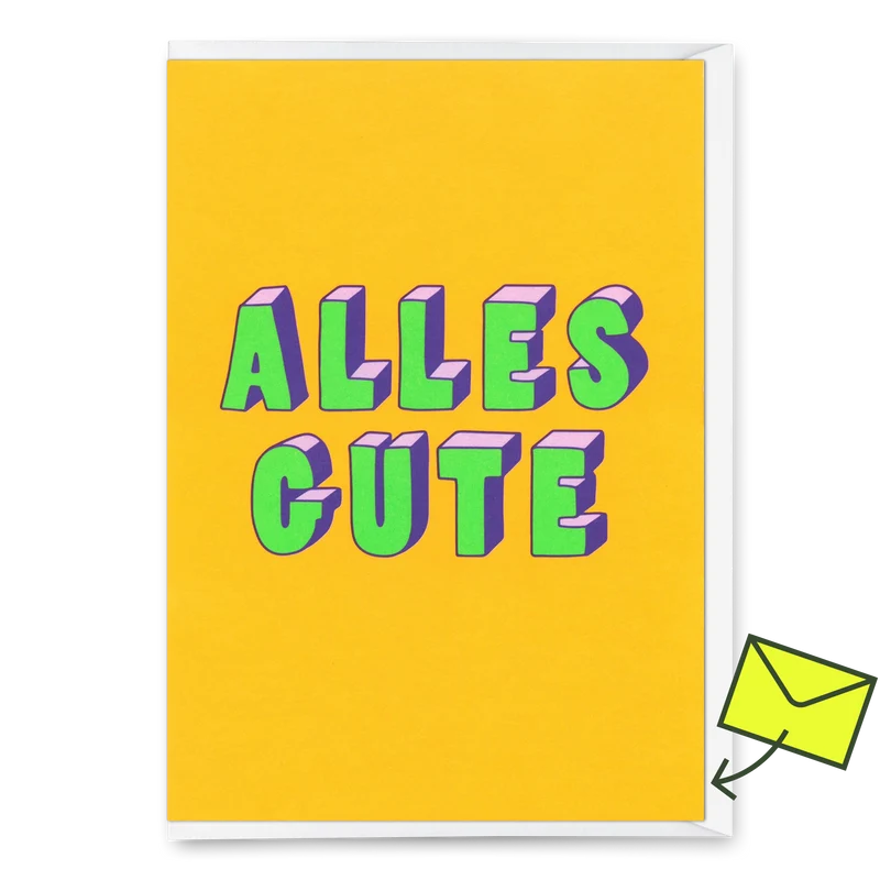 Grußkarte "Alles Gute 3D-Typo" | Coole Klappkarte zur Hochzeit
