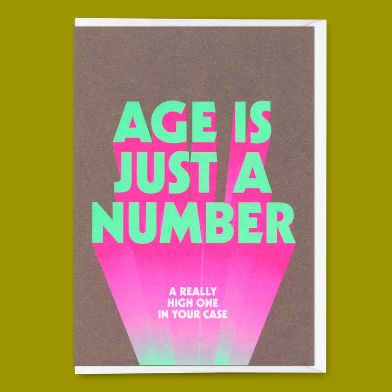 Grußkarte "Age is just a number" | Lustige Klappkarte mit Spruch zum Geburtstag
