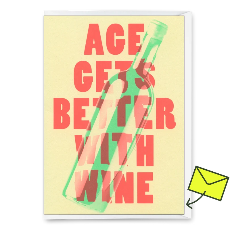 Grußkarte "Age gets better with wine" | Lustige Klappkarte zum Geburtstag
