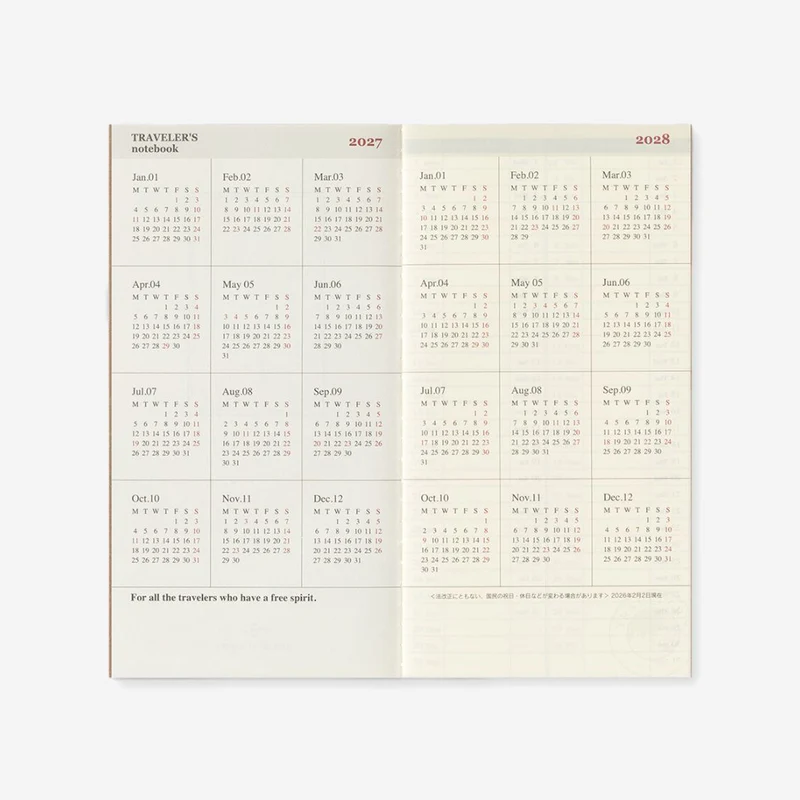 2027 Weekly + Memo Diary TRAVELER'S notebook