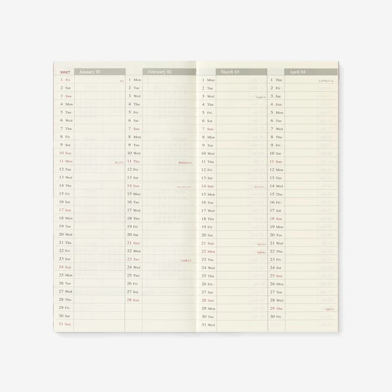2027 Weekly + Memo Diary TRAVELER'S notebook