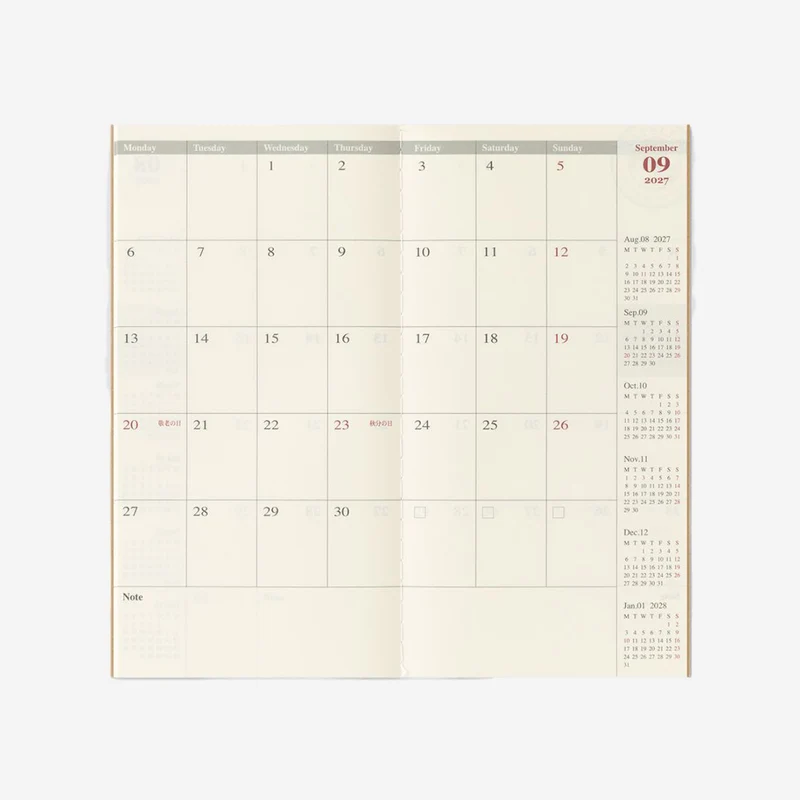 2027 Monthly Diary TRAVELER'S notebook