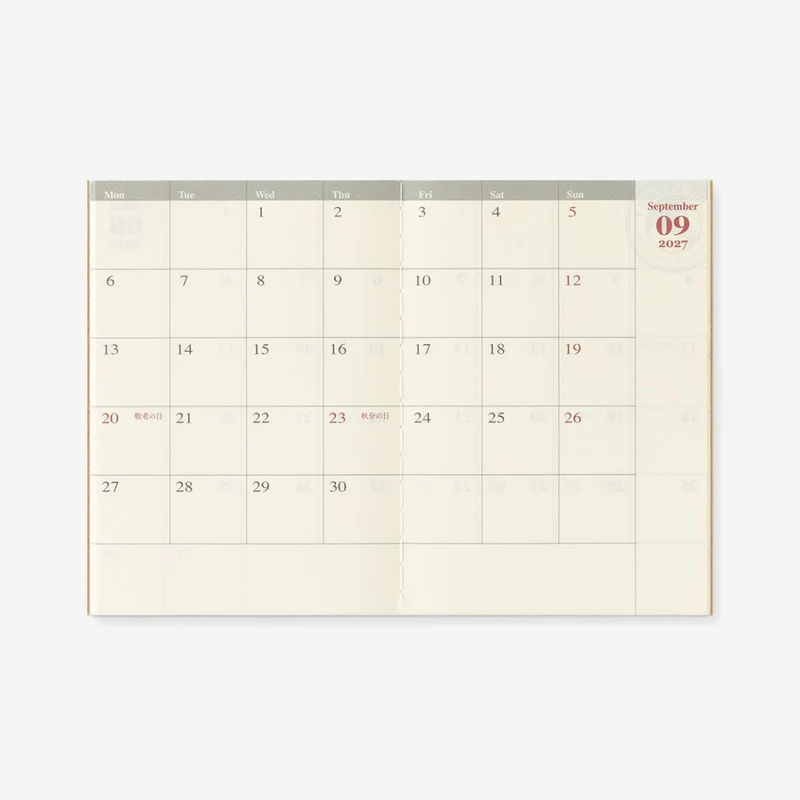 2027 Monthly Diary Passport Size TRAVELER'S notebook