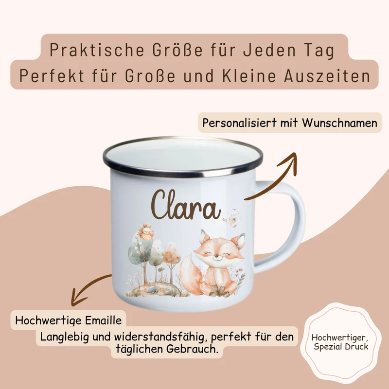 Emaille Kinder Tasse - versch. Tiermotiven
