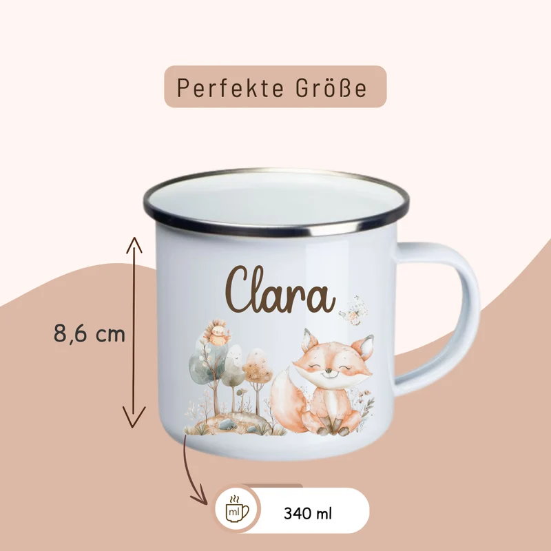 Emaille Kinder Tasse - versch. Tiermotiven