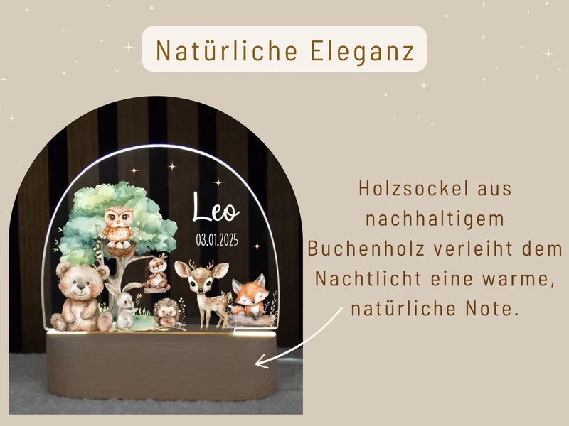 Nachtlicht Kinder - Woodland Tieren 3