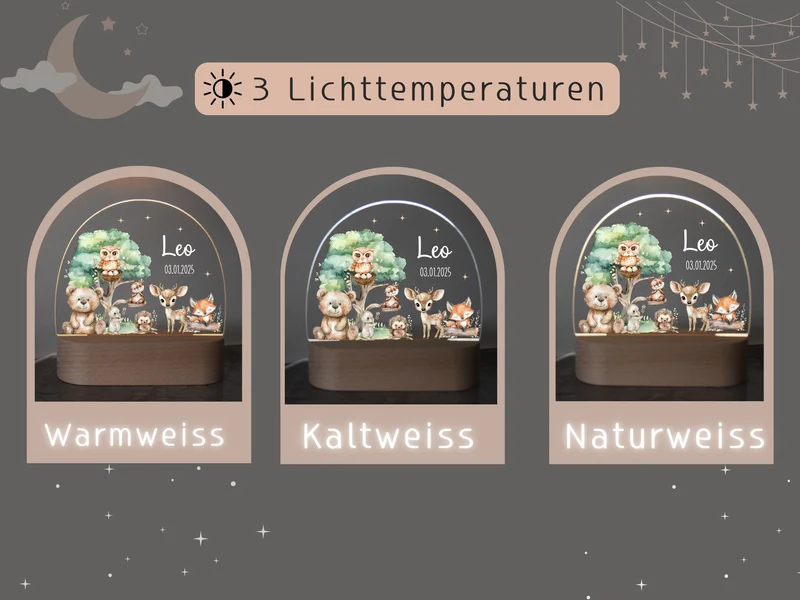 Nachtlicht Kinder - Woodland Tieren 3