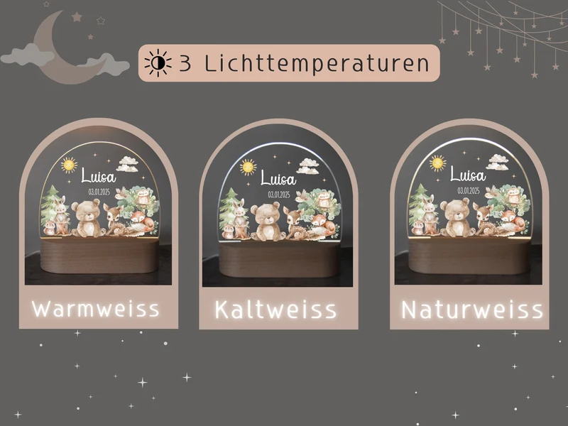 Nachtlicht Kinder - Bär, Reh, Fuchs und Hase