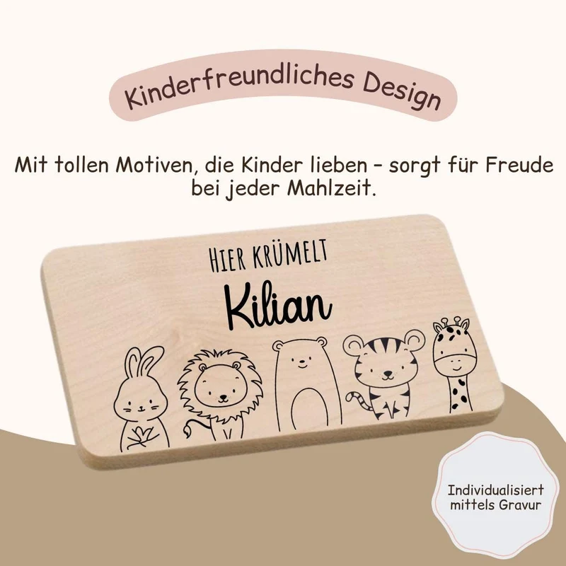 Frühstücksbrett Kinder - mit Tieren