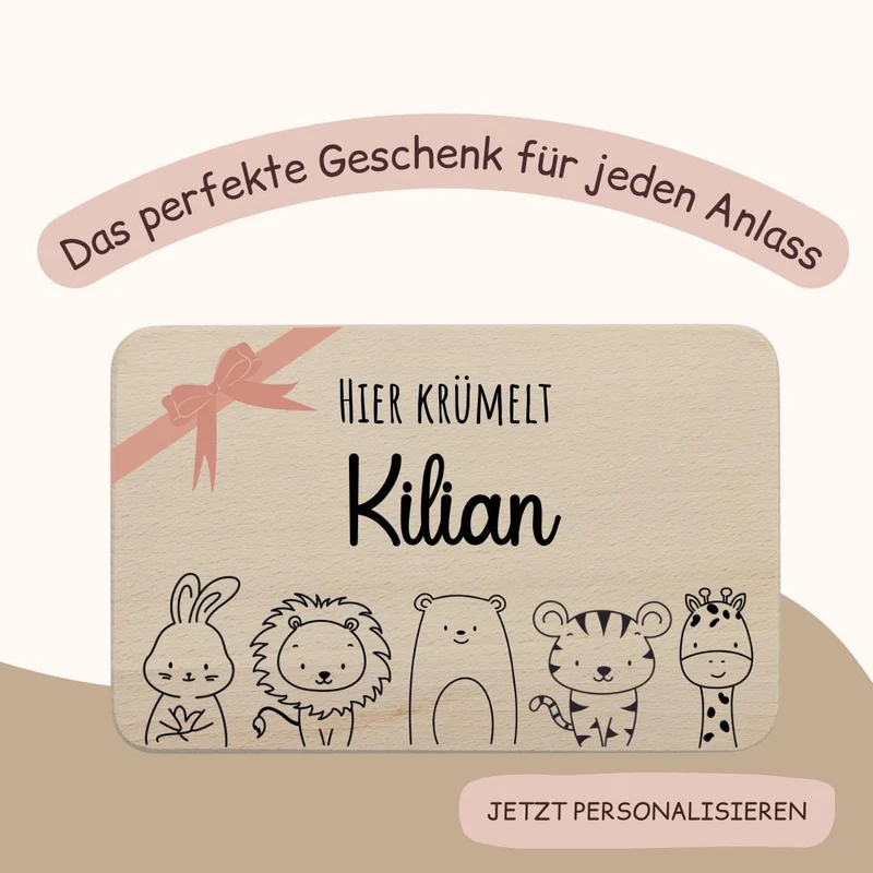 Frühstücksbrett Kinder - mit Tieren