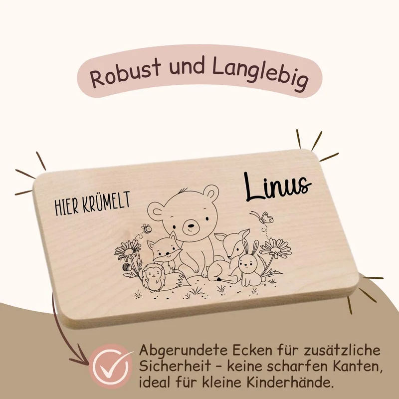 Frühstücksbrett Kinder - Woodland Tiere