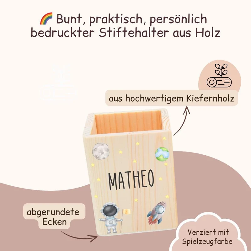 Stiftehalter mit Fussball, Weltall und Dinosauriers