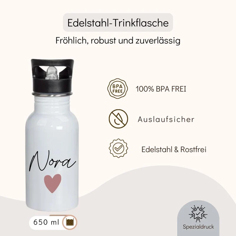 Personalisierte Edelstahl Trinkflasche mit Namen
