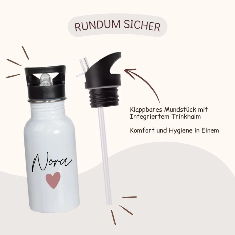 Personalisierte Edelstahl Trinkflasche mit Namen