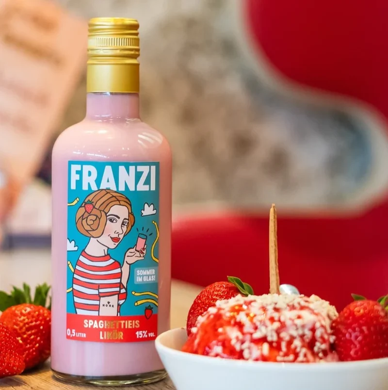 Spaghettieis-Likör FRANZI | Sahnelikör aus Hamburg (500 ml, 15% Vol.)