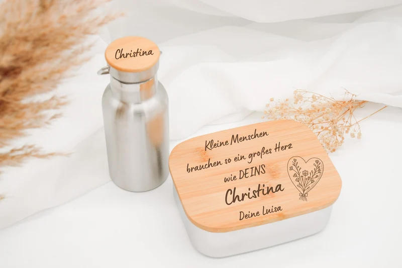 Brotdose & Trinkflasche Set - Abschiedsgeschenk Erzieherin