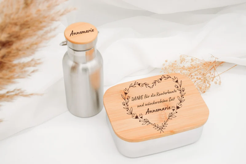 Brotdose & Trinkflasche Set - Abschiedsgeschenk Erzieherin