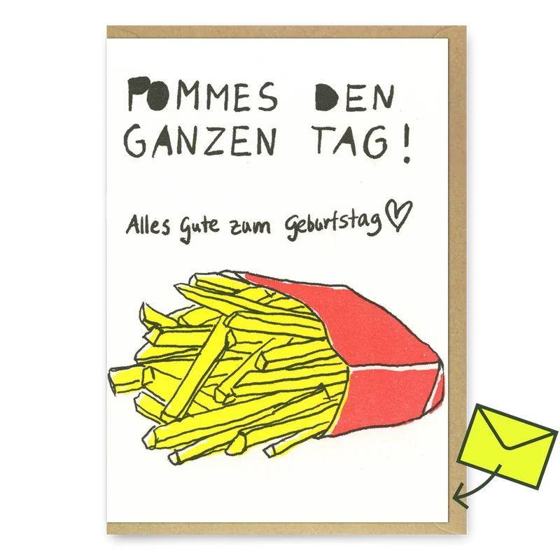 Grußkarte "Happy Birthday Pommes" | Geburtstagskarte | Superjuju