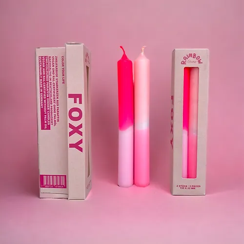 Stabkerzen Pinkstories "Rainbow Studio Foxy" | 2 Stk., Handgemacht