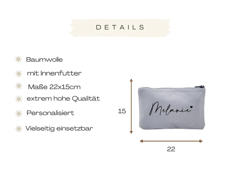 Personalisierte Kosmetiktasche mit Namen - Herz