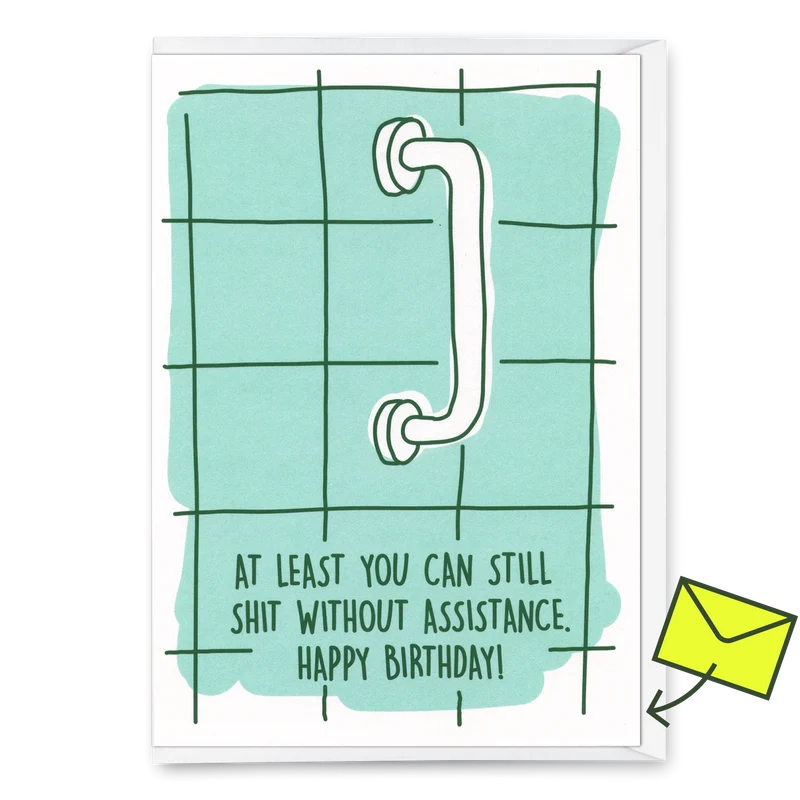 Grußkarte "Shit assistance" | Lustige Klappkarte mit Spruch zum Geburtstag