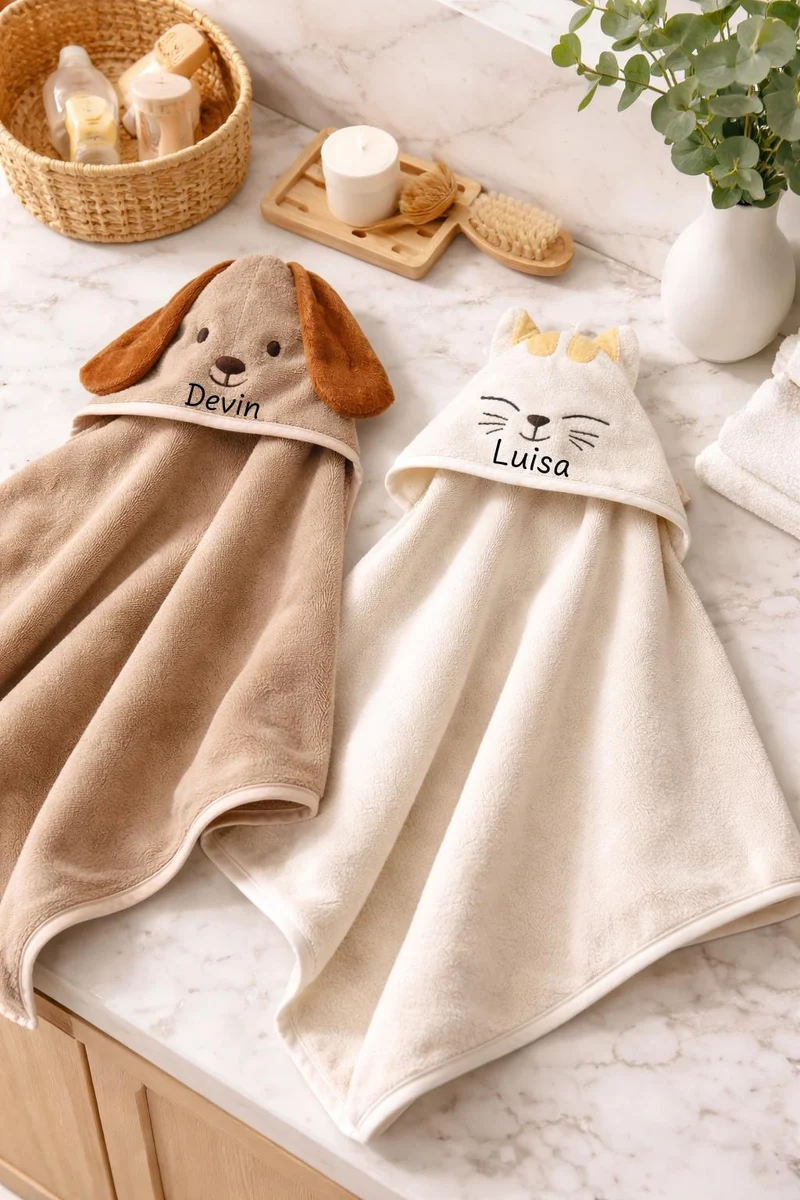 Kapuzenhandtuch mit Namen - Katze / Hund
