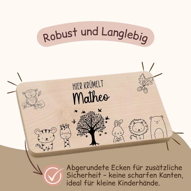 Frühstücksbrett - mit Tieren, Baum