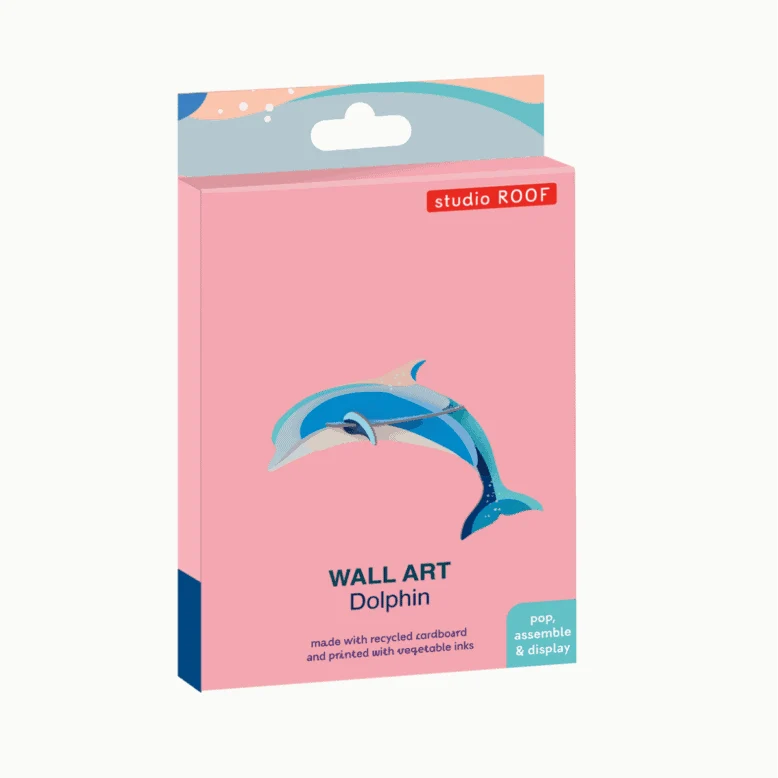 Wanddeko studio ROOF “Dolphin” | Farbige Delfin-Deko aus Karton