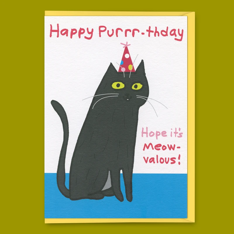 Grußkarte “Hope it’s Meow-valous” | Katzenkarte zum Geburtstag | Ohh Deer