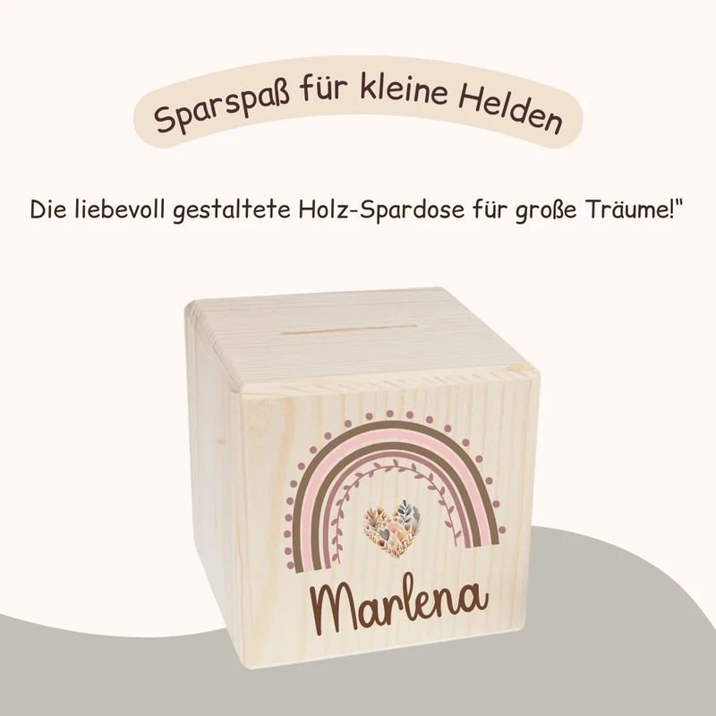 Spardose Kinder - Regenbogen Herz