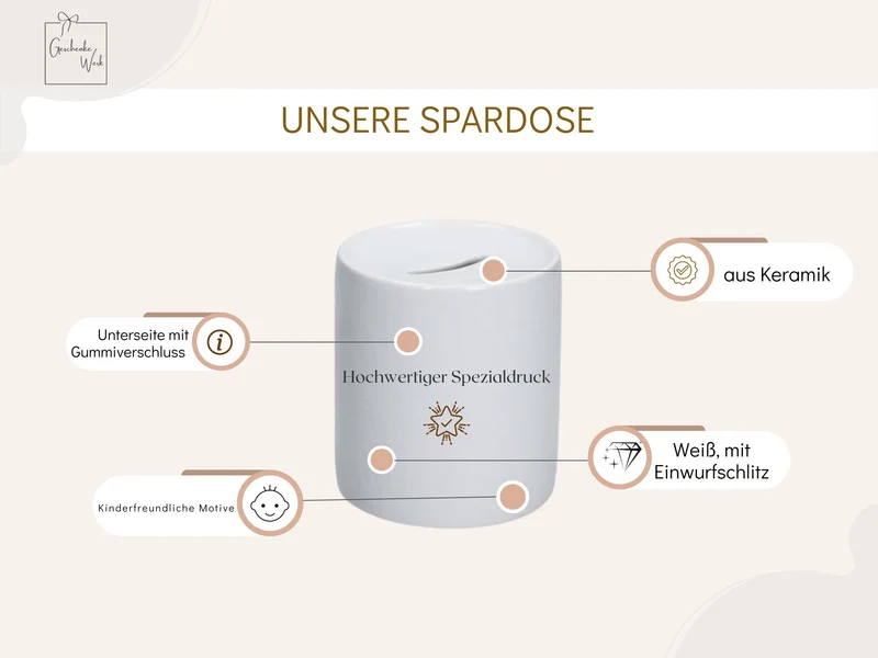 Spardose Kinder Keramik - versch. Tiermotiven
