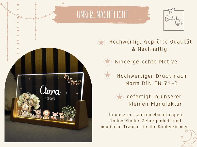 Nachtlicht Kinder - Woodland Motiv