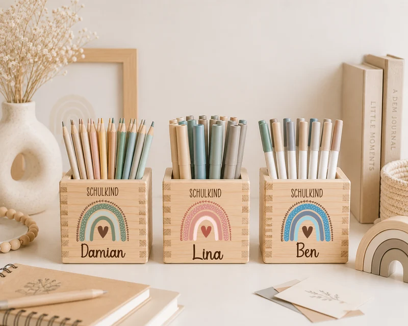 Stiftehalter Kinder - Regenbogen Schulkind