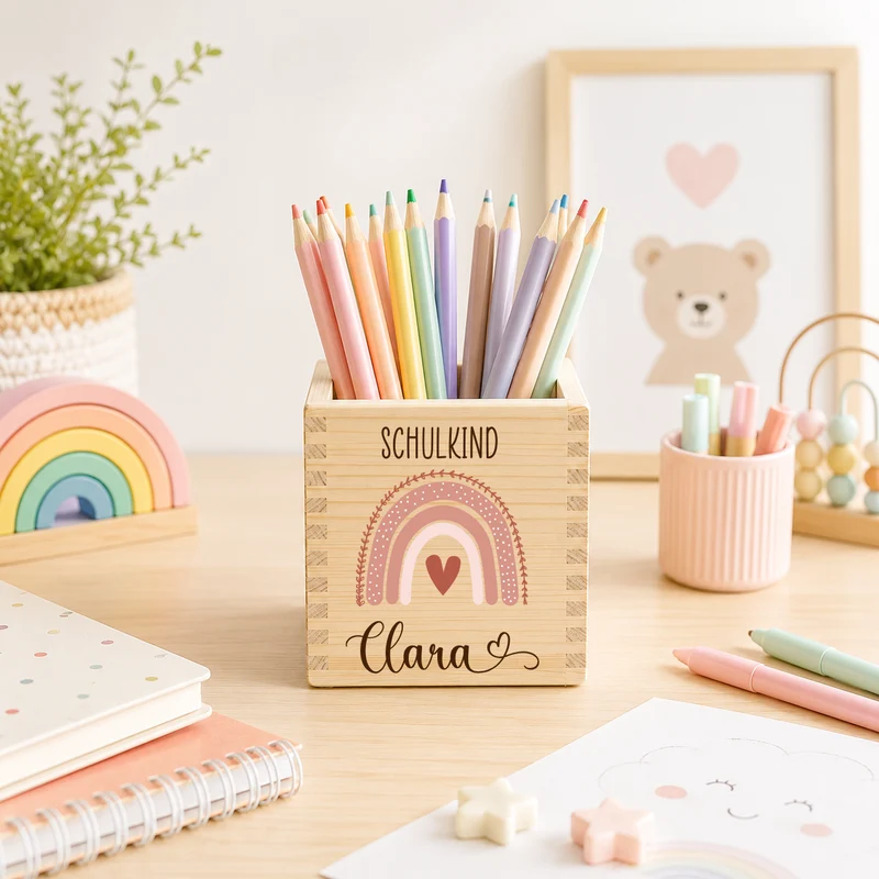 Stiftehalter Kinder - Regenbogen Schulkind