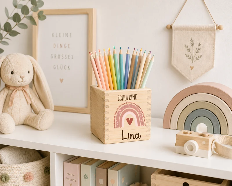Stiftehalter Kinder - Regenbogen Schulkind