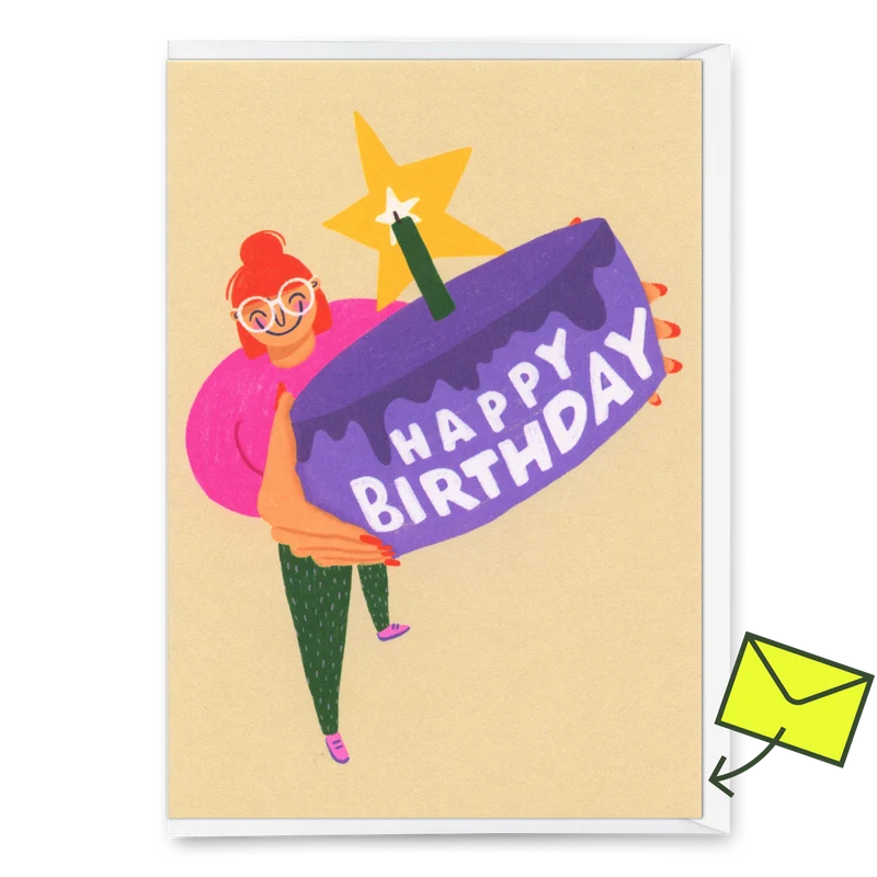Grußkarte "Happy Birthday Cake" | Schöne Klappkarte zum Geburtstag
