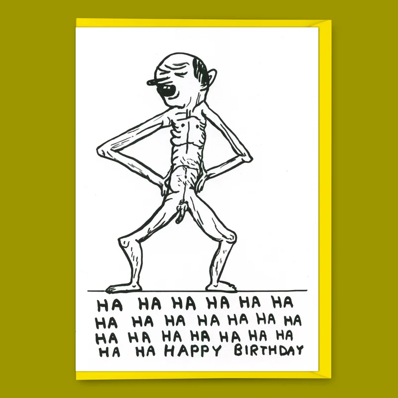 Grußkarte "Ha Ha Happy Birthday" | Lustige Klappkarte | David Shrigley