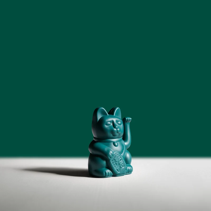 Winkekatze Mini "Lucky Cat Green" | deine stylische Glücksbringerin