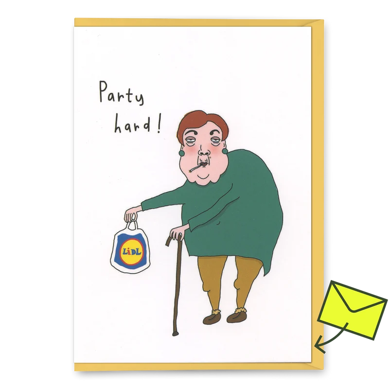 Grußkarte "Party Hard" | Lustige Klappkarte | Eat Mielies