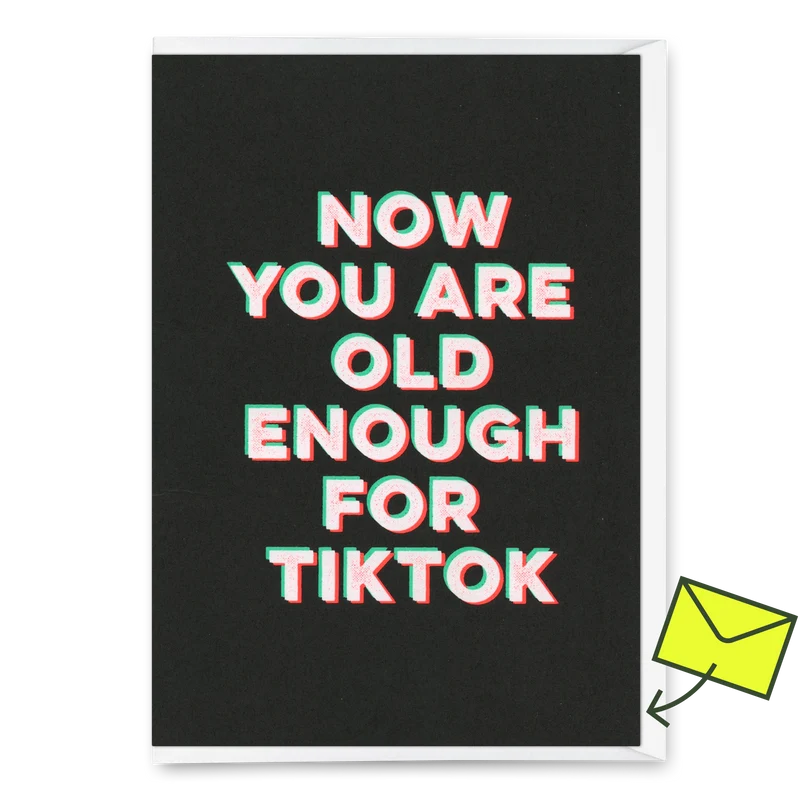 Grußkarte "Old enough for TikTok" | Lustige Klappkarte zum Geburtstag