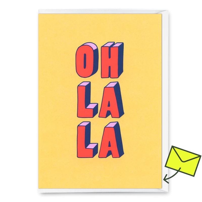Grußkarte "Oh la la 3D-Typo" | Coole Klappkarte für jeden Anlass