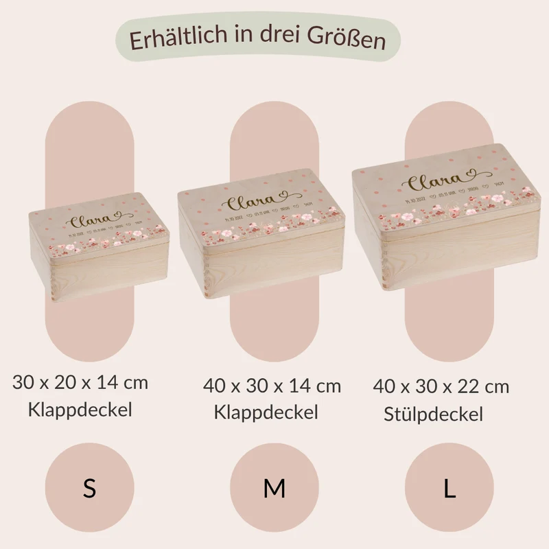 Geschenkset Erinnerungskiste + Spardose Rosa Blumen