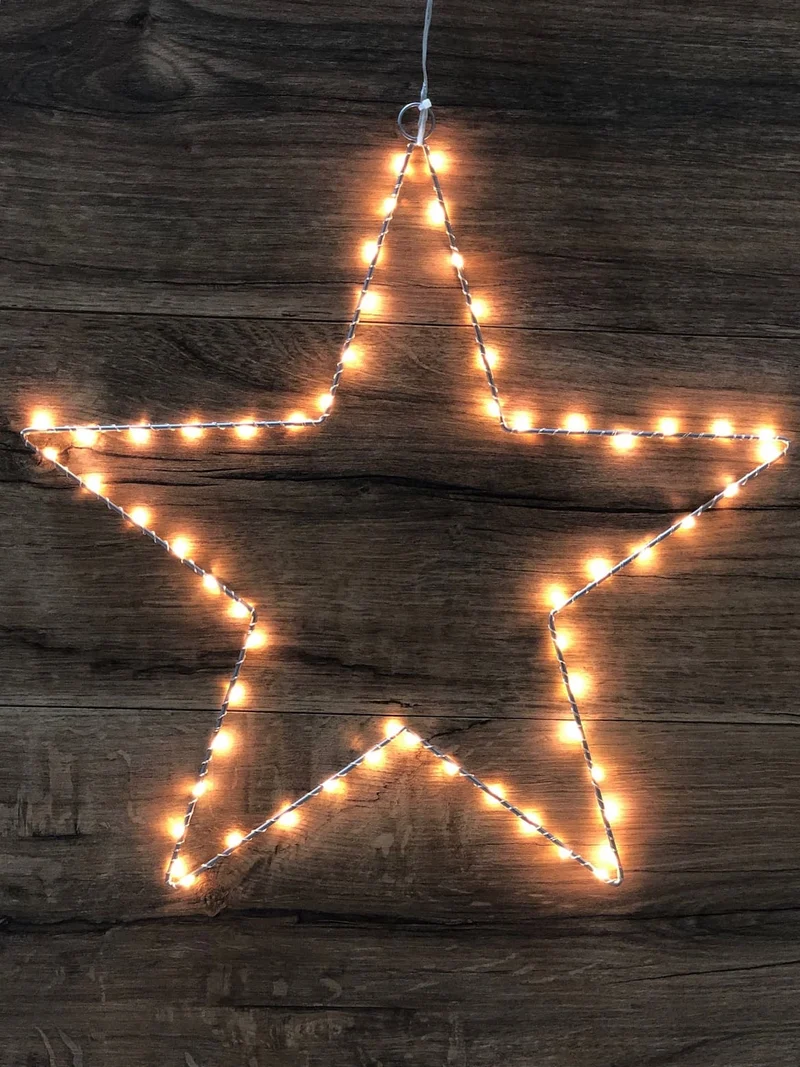 Leucht Stern in silber mit 60 LED Lichtern