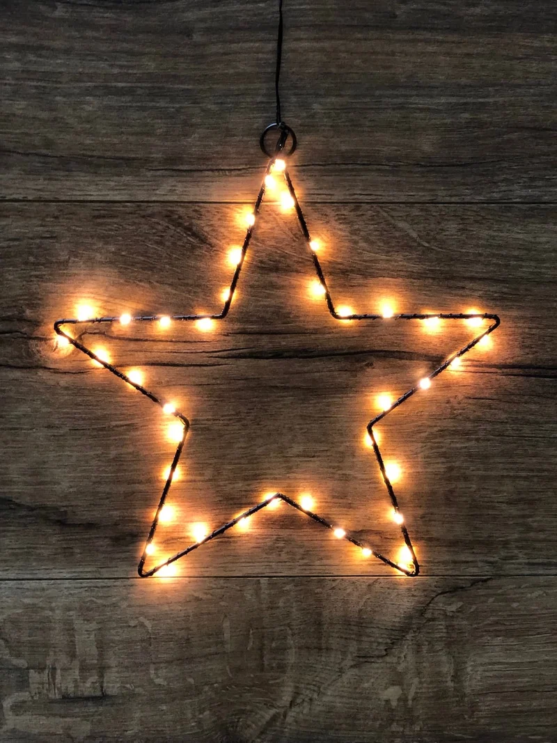 Leucht Stern in schwarz mit 40 LED Lichtern und Timer