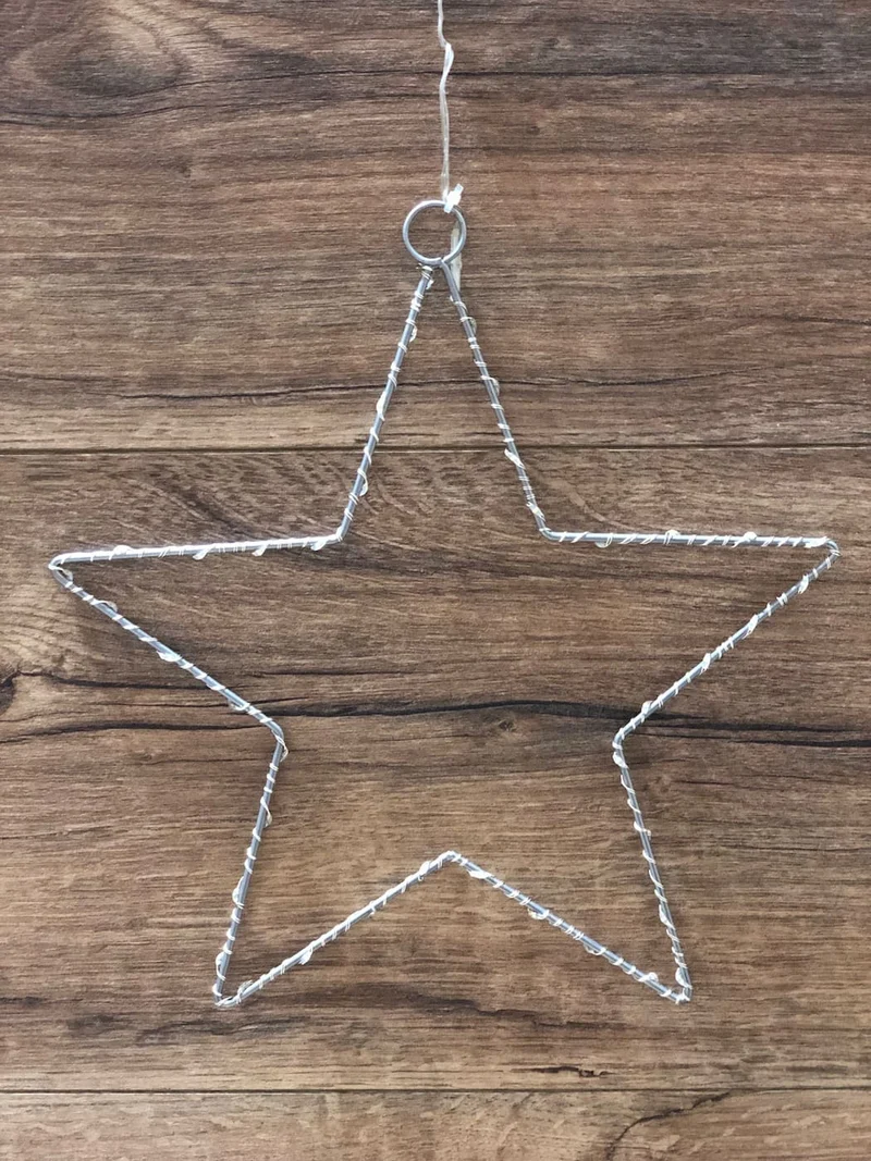 Leucht Stern in silber mit 40 LED Lichtern und Timer